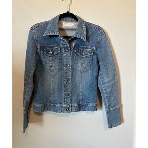 Tribal Jeans Denim Jacket with Rhinestone Accented Buttons